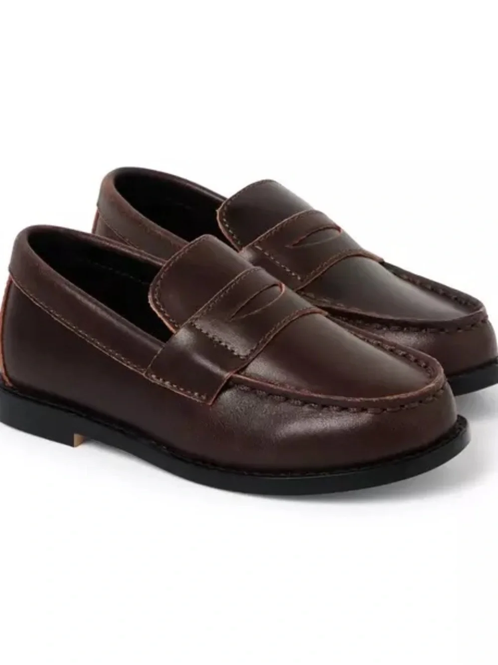 Janie and Jack Boy’s Cocoa Leather Penny Loafers -Floor Model